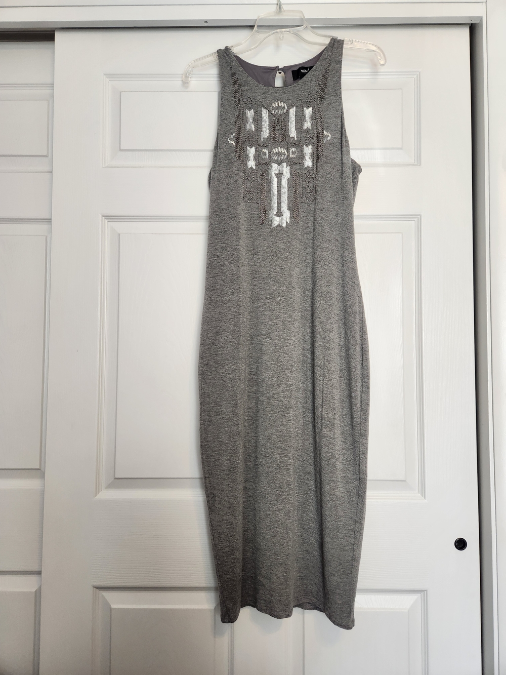 Mossimo Supply Co. Gray Sleeveless Maxi Dress with Embellished Front